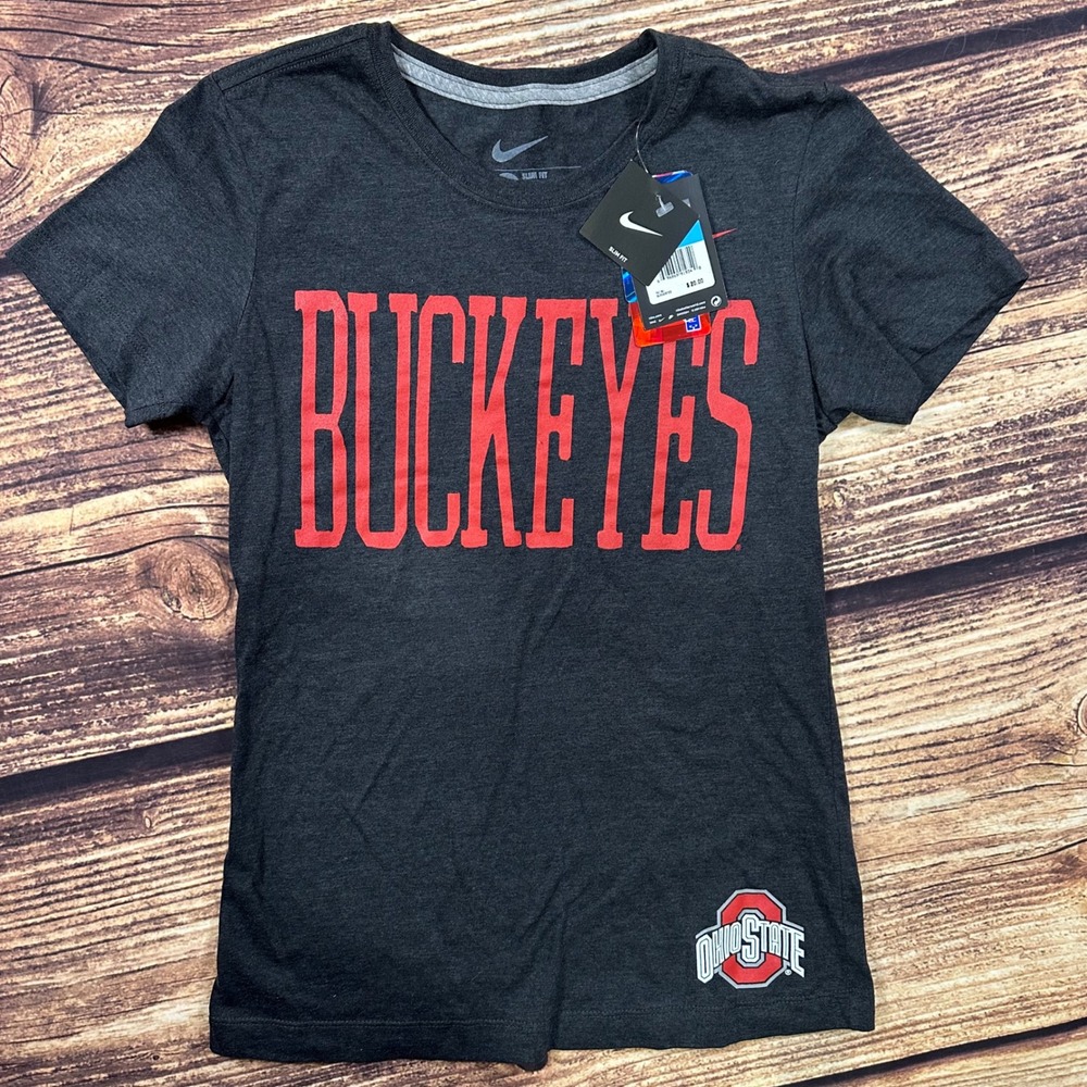 Nike Ohio State Buckeyes Womens T-Shirt Medium Charcoal Grey Slim Fit NWT